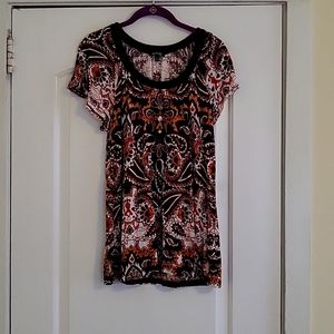 Apt. 9, Medium, Brown Paisley design, short sleeve shirt